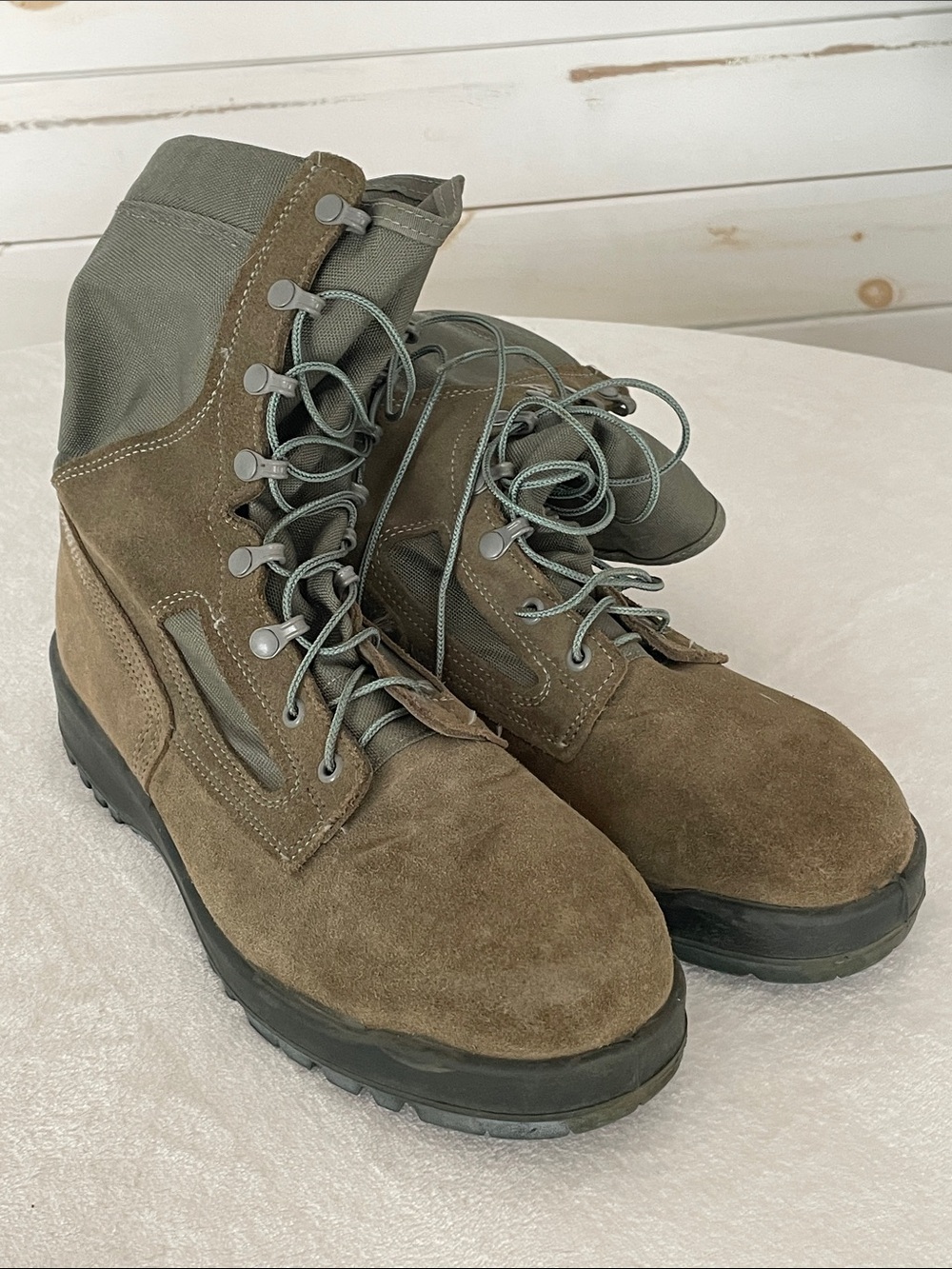 Men’s Tactical Belleville Vibram Suede Lace-Up Boots in Olive Green Steel Toe
